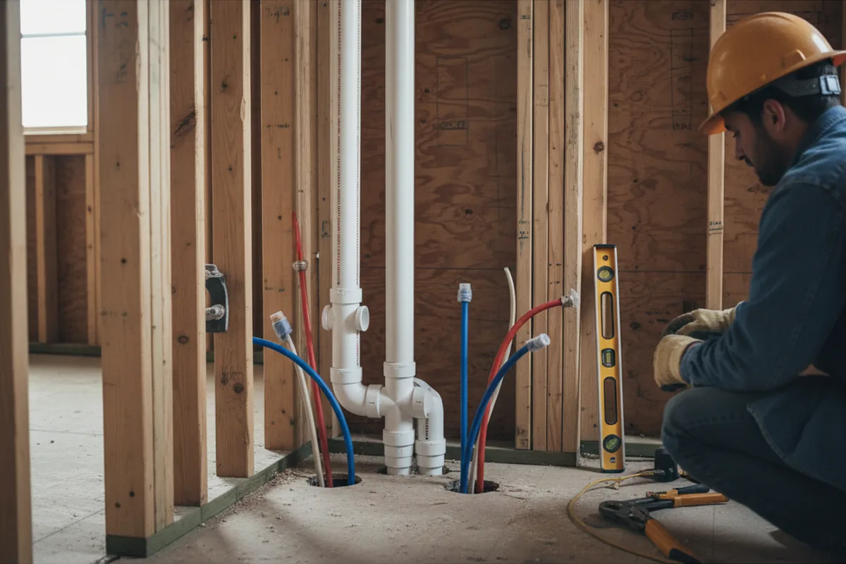 Drain and supply rough-in during Sump Pump Repair in Pelham