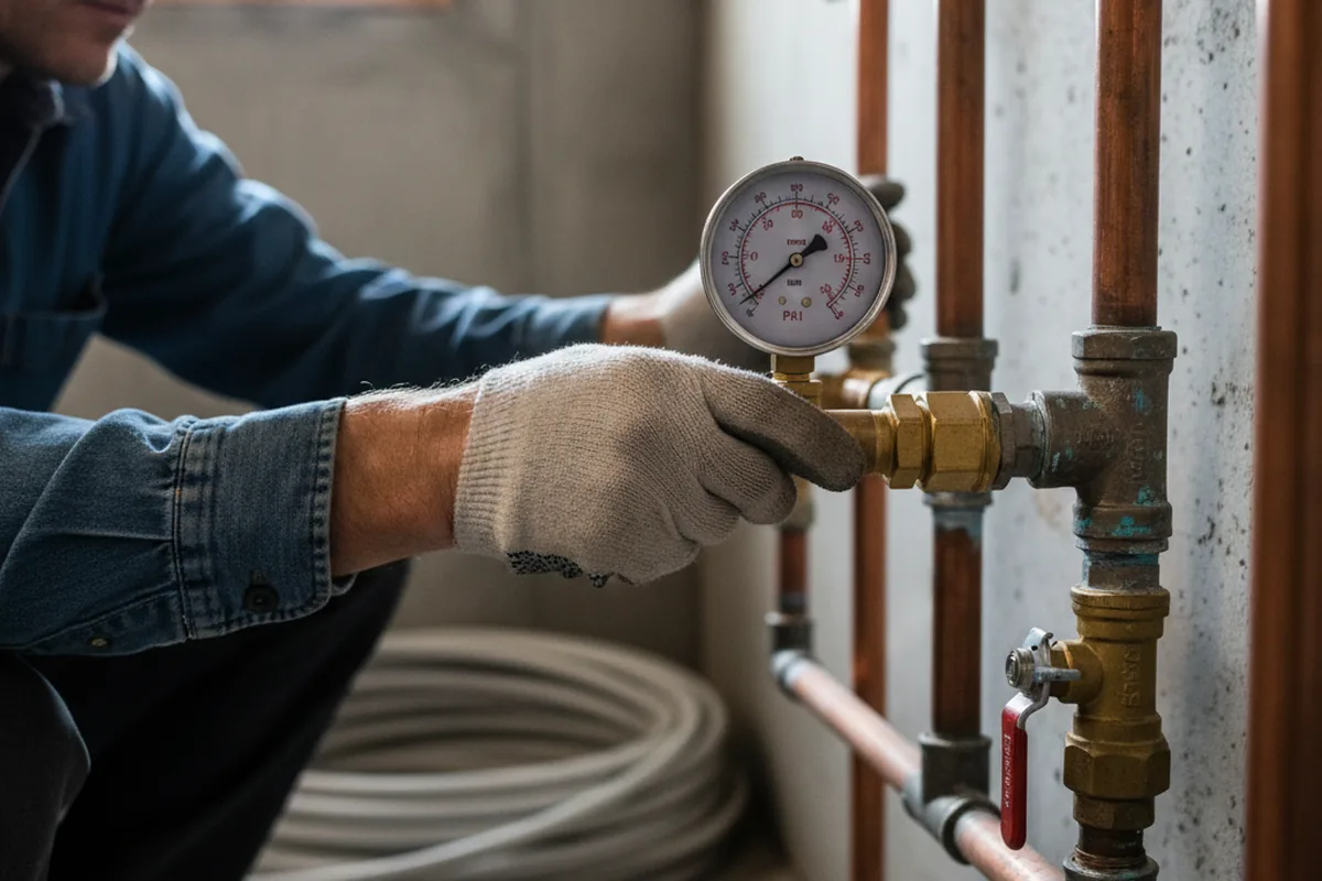 Pressure testing a repaired line during Water Line Repair in Pelham